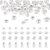 Magibeads 40Pcs 4 Styles 3-6mm 925 Sterling Silver Beads for Jewelry Making Assorted Silver Findings Loose Spacer Beads for Brac