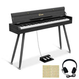 NOVATAGE 88 Key Digital Piano Keyboard for Beginners, Fully Weighted Wooden Electric Piano with Triple Pedal, Headphone, Support