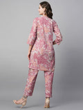 Rytras Women'S Cotton Printed Straight Kurta And Pant Set(Light Pink,S)