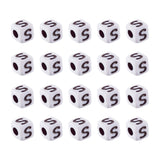 FASHEWELRY 240Pcs Cube White Acrylic Letter Beads 5x5x5mm Letter S Alphabet Beads for DIY Bracelet Necklace Jewelry Making