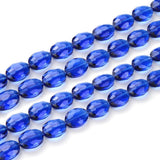 50pcs Czech 16mm (0.63 Inch) Large Faceted Flat Oval Crystal Glass Beads Spacer Sapphire Blue