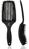 INATEKPRO Curved Vented Boar Bristle Detangler Brush - Black | LARGE