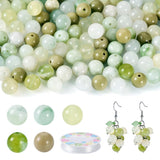 FASHEWELRY Stone Bracelet Making Kit 100pcs 8mm Mixed Gemtone Round Beads Green Crystal Loose Beads with Elastic String for DIY