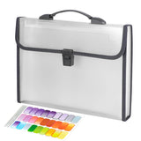 Expanding File Folder Organizer With 13 Pockets, A4/Letter Size, Handle And Buckle Closure (Pale White)