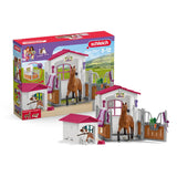 Schleich Horse Club - 32 PC Stall and Doghouse Playset with Horse Figurine and Toy Dog for Girls and Boys - Kids Ages 5+ | 72218