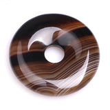 GEM-Inside 40mm Brown Onyx Sardonyx Agate Stone Circle Donuts Beads for Pendant Jewelry Making Power Energy Chakra Massage GuaSh