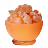 Himalayan Glow Massage Bowl Lamp with Natural Salt Crystal Chunks, Dimmer Cord with Classic Wood Base - Natural Crystal Salt Lam