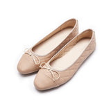 AFEETSING Womens Cap Toe Ballet Flats Comfortable Bow Dressy Flats Shoes for Women (B-Nude, Numeric_8)