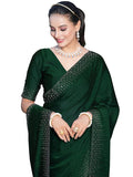 Satrani Womens Pure Georgette Saree (3186S134N_Dark Green)