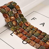 Land Long 28-31Pcs 12mm Natural Red Creek Jasper Bead, Large Flat Square Picasso Regalite Jasper Stone Beads for Jewelry Making