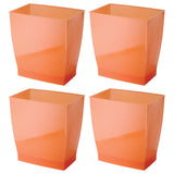 iDesign Small Plastic Bathroom Trash Can, Slim Rectangle Garbage Bin for Bedroom, Office, Dorm, 4-Pack, Orange