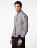 FYLTR Men's Lightweight Winter Puffer Jacket with Contrast Piping Detail - Stand Collar | Full Zipper | Side Pockets | Ribbed Hem & Cuff,Gravel Grey