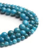 Filluck Natural Stone Beads Blue Apatite 6mm Polished Round Smooth Gemstone Beads for Jewelry Making 15 Inch(Blue Apatite,6mm)