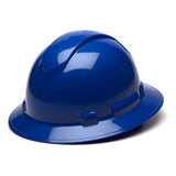 Pyramex Ridgeline Full Brim Hard Hat, 4Point Ratchet Suspension, Blue