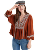 Anni Designer Women'S Tunics Tops Rayon Viscose Embroidered Short Top For Women (Sujan Brown_Xxl_Brown_Xx-Large),Brown,2XL