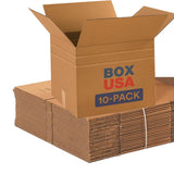 BOX USA Moving Boxes Medium 18L x 15W x 15H 10-Pack - Multi-Depth Corrugated Cardboard Box for Shipping, Mailing, Packing, Packa