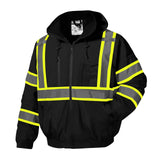 SKSAFETY High Visibility Reflective Jackets for Men, Waterproof Class 3 Safety Jacket with Pockets, Hi Vis Black Coats with Blac