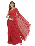 Womanista Womens Striped Embellished Georgette Saree (TI2857_Red)