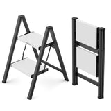 WOA WOA 2 Step Ladder, Folding Step Stool with Wide Non-Slip Aluminum Pedals, Stable and Portable, 330 lbs Capacity, for Home, K