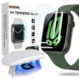 FLOKINICE Compatible for Apple Watch Seires 9 8 7 Screen Protector 45mm, Tempered Glass ???????? ?????????????????? Full Coverag