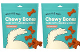 Wiggles & Wags Chewy Bones Dog Treats, Bacon & Cheese Flavor, Soft and Chewy, 2 Pack