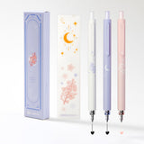 Kaco ROCKET Gel Pens Cute Stationery 3 Pieces Set, 0.7 mm Medium Point, 2 Black Ink and 1 Coral Ink, Quick Drying Aesthetic Cute