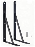 2 Pack L14 x H 10 Black Heavy Duty Shelf Brackets with Screws Metal Shelf Brackets Shelf Support Angle Brackets for Shelves L Br