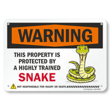 SmartSign Warning Property Protected By A Highly Trained Snake Funny Animal Sign - 10 x 7, 40 mil Laminated Rustproof Aluminum M