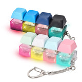2 Pcs Quiet Keyboard Fidget Toy for Adults Fidget Keyboard Clicker Toys with LED Lights Keychain Stress Relief for Anxiety Decom