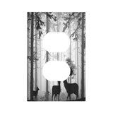 Xuejiaku Outlet Covers Country Deer Hunting Rustic Woodland Misty Forest 1 Gang Duplex Light Switch Cover Plate Decorative Wall