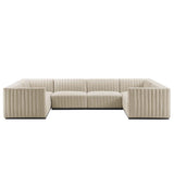 Modway Conjure 6Pcs U-Shaped Channel Tufted Fabric Sectional in Black/Beige