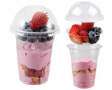 50 Sets 12 oz Clear Plastic Parfait Cups with INSERT & DOME Lids(NO HOLE) - Disposable Dessert Cups with Lids for Kids, Dips Sna