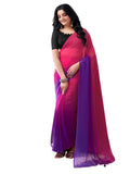 Satrani Womens Georgette Dyed Padding Ready To Wear Saree with Unstitched Blouse Piece (4RS105N_Pink & Purple & Violet6)