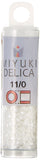 Miyuki DB201 Delica Seed Beads, 7.2g, White Pearl