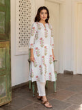 Anni Designer Women'S Rayon Viscose Anarkali Printed Kurta With Pant (Dilam White_M_White_Medium),White,M,Rayon Blend,Anarkali,