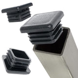 EZends Premium Grade 1 Inch (10-14 Gauge) Durable Polyethylene Square Tubing End Caps (50 PK) Black Plastic Square Plugs