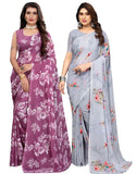 Satrani Womens Pure Georgette Saree (2024S566N_3112S2152N_Mauve Purple | Grey)