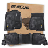 G-PLUS Floor Mats Compatible with Chevy Silverado 2007-2013/GMC Sierra 1500 2007-2014 TPE All Weather Full Cover Protection 3 Pi