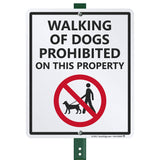 SmartSign 12 x 10 inch Walking Of Dogs Prohibited On This PropertyYard Sign with 3 foot Stake, 40 mil Laminated Rustproof Al