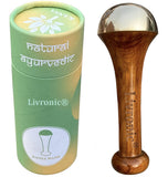 Livronic Kansa Wand Face Head Foot Back (Small) Bronze Foot Massager With Wooden Handle For Detoxification And Deep Relaxation (