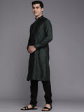 Manyavar Kurta Set For Men, Full Sleeves Mandarin Collar Ethnic Kurta Set For Engagement, Wedding, Party Solid (Green, 2Xl)