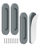 MeBantoo 4 Pack Self-Stick Door Handles, 4 Inch Aluminum Alloy Self Adhesive Flat Finger Pulls, No Drill Cabinet Knobs for Drawe