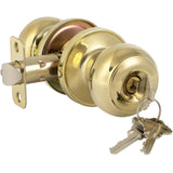 HOSOM Door Knob with Lock and Key, Polished Brass Keyed Entry Door Knob, Exterior and Interior Door Lock for Front Door, Entry D