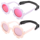 NULOOQ Polarized Baby Sunglasses with Strap - Flexible Flower Shaped Sunglasses for Toddler & Infant Age 0-24 Months (Jelly Pink