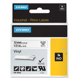 DYMO 18444 Rhino Permanent Vinyl Industrial Label Tape, 1/2Inch x 18 ft, White/Black Print