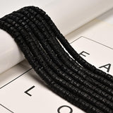 120 Pcs 3x6mm Black Volcanic Lava Rock Stone Bead Flat Heishi Disc DIY Beads for Bracelets Jewelry Making Crafts