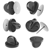 JANYUN 120 Pairs Rubber Blank Pin Backs Butterfly Clutch Backings Holder Tie Tacks Keepers Replacement with 9mm Length 10mm Widt