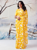 Satrani Womens Pure Georgette Saree (3633S105N_Yellow)