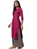 Ziyaa Art Women'S Pink Color Poly Silk Straight Kurta And Palazzo Set (Zikups3147Andpl- Xxl)