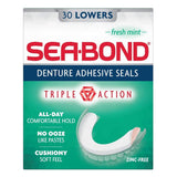 SEABOND Denture Adhesive Wafers Lowers Fresh Mint 30 Each (Pack of 4)